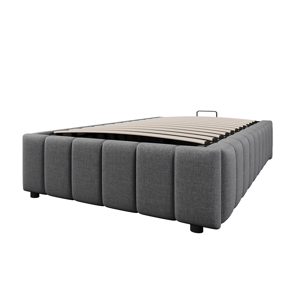 Letto singolo-Xylo-90x200 cm-idraulico, senza testiera, grigio