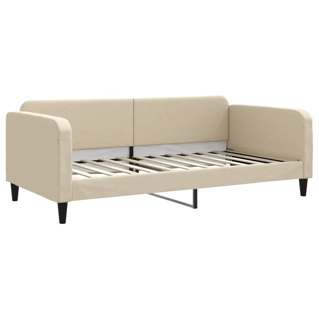 Divano Letto con Letto Estraibile Crema 100x200 cm in Tessuto 3196825