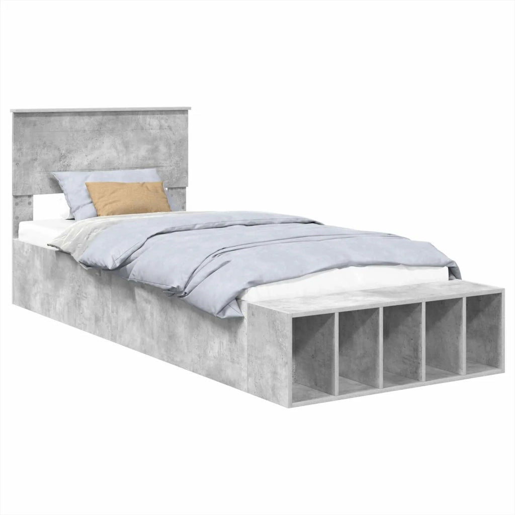 Struttura del letto con lo scaffale Grigio cemento 90 x 200 cm