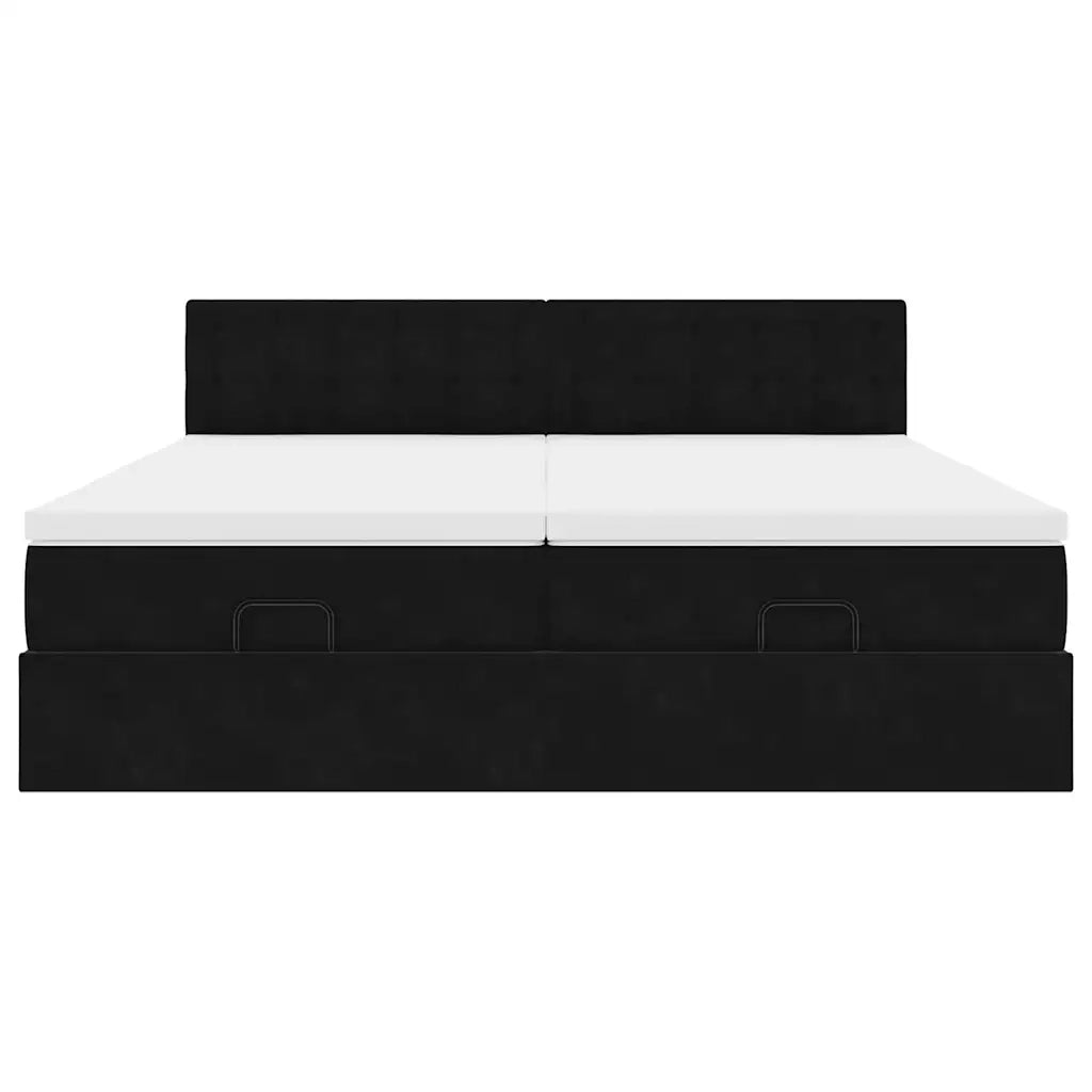 vidaXL Struttura Letto Pouf con Materassi Nero 200x200 cm Velluto