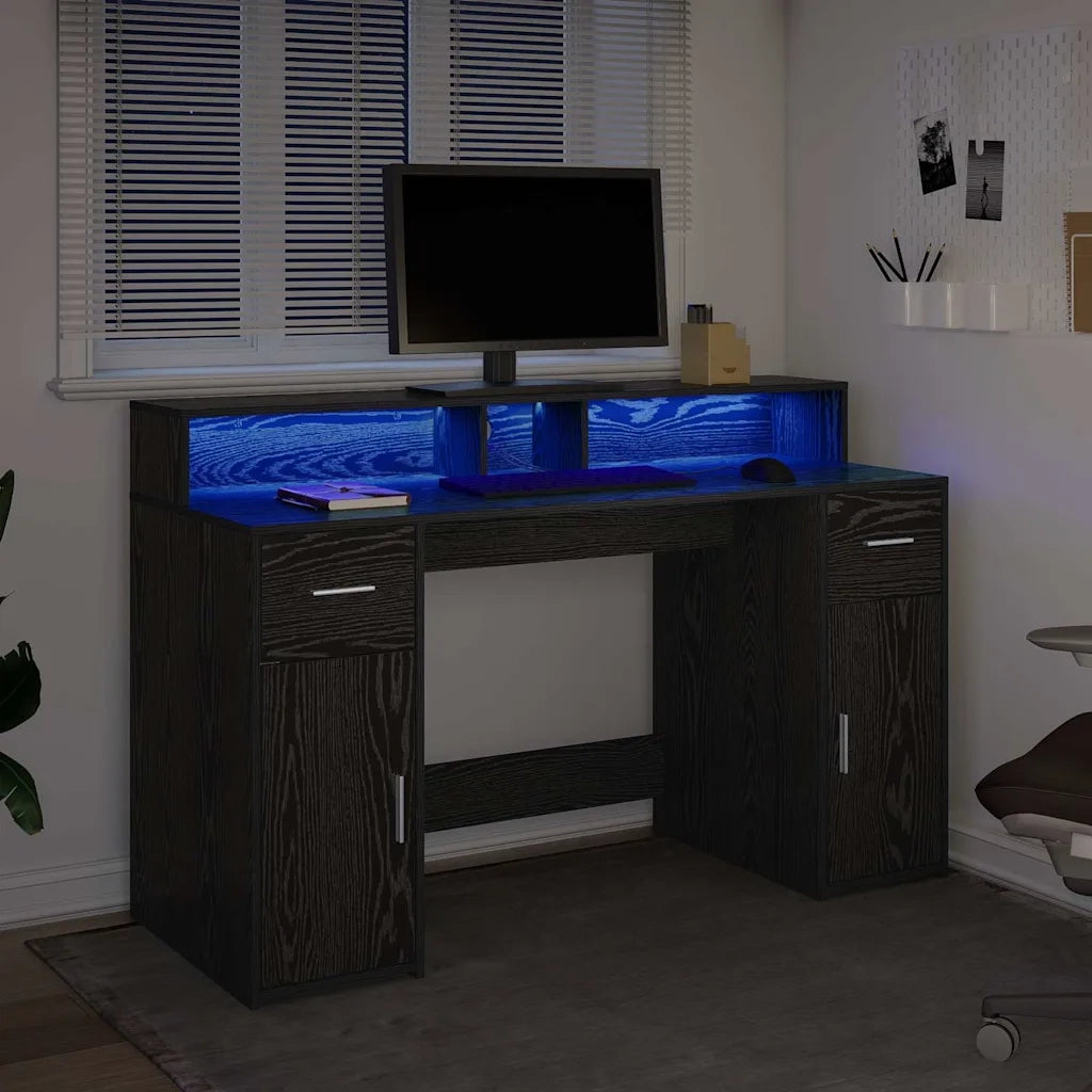 Scrivania | Tavolo da Ufficio Rovere nero 140 x 55 x 91 cm Legno multistrato