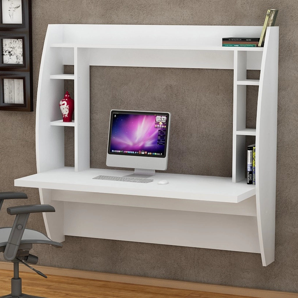 Buronzo, Scrivania 6 Ripiani, 124x55x120h cm Bianco