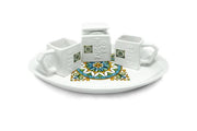 Set Caffe' Zuccheriera Tazzine e Vassoio in Ceramica Decoro Fiore