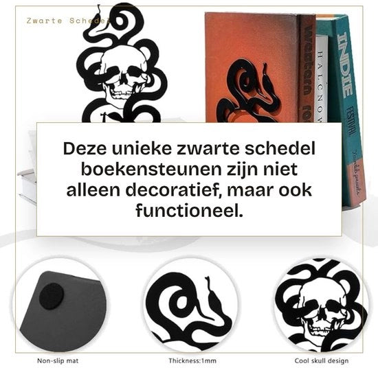Supporti libri in metallo - Disegno scheletro - Supporto libro decorativo - Supporto libro robusto - Supporto libro shockbestendige e duraturo