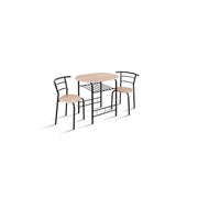 Tavolo da pranzo ovale con griglia di stoccaggio nera e 2 sedie collezione STUDENT, piccolo spazio, quercia sonoma