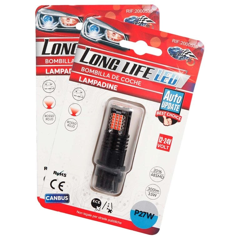2 Pezzi LED 3157 T25 P27/W 54mm Lampade Auto Camion 12V 24V Canbus 48 SMD 2016 300lm 3.5W Mono Filamento Rosso