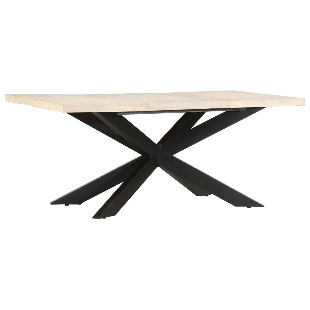 Tavolo da Pranzo 180x90x76 cm in Massello di Mango Sbiancato 285964