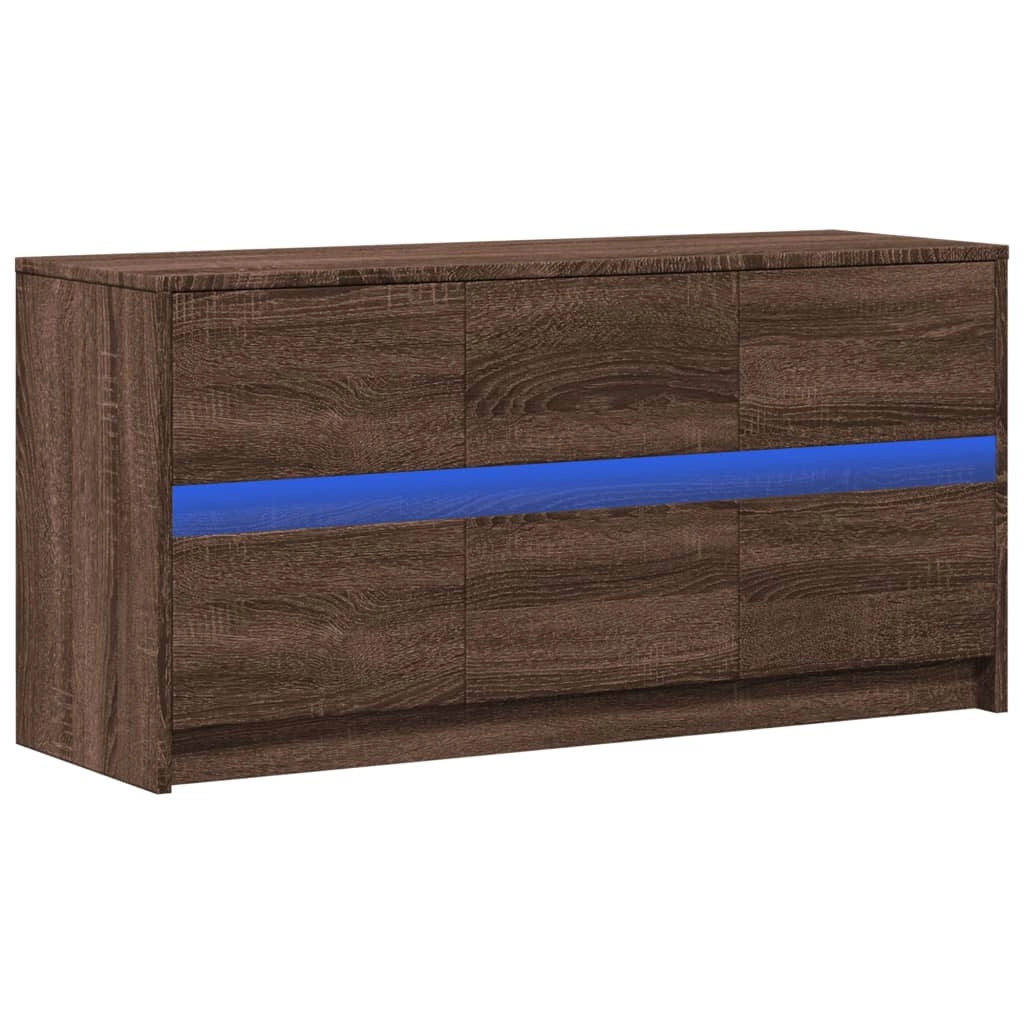Mobile TV multimediale mensola TV credenza mobile TV per sala da pranzo soggiorno camera da letto con illuminazione a LED rovere 100 x 34 x 50 cm legno ingegnerizzato marrone 02_0026462