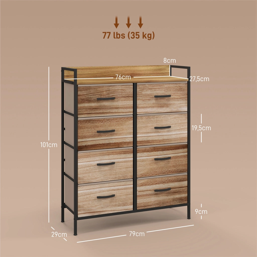 Cassettiera 8 tiroir con mensole e struttura in acciaio ¨C zephmum ¨C 79x29x101 cm