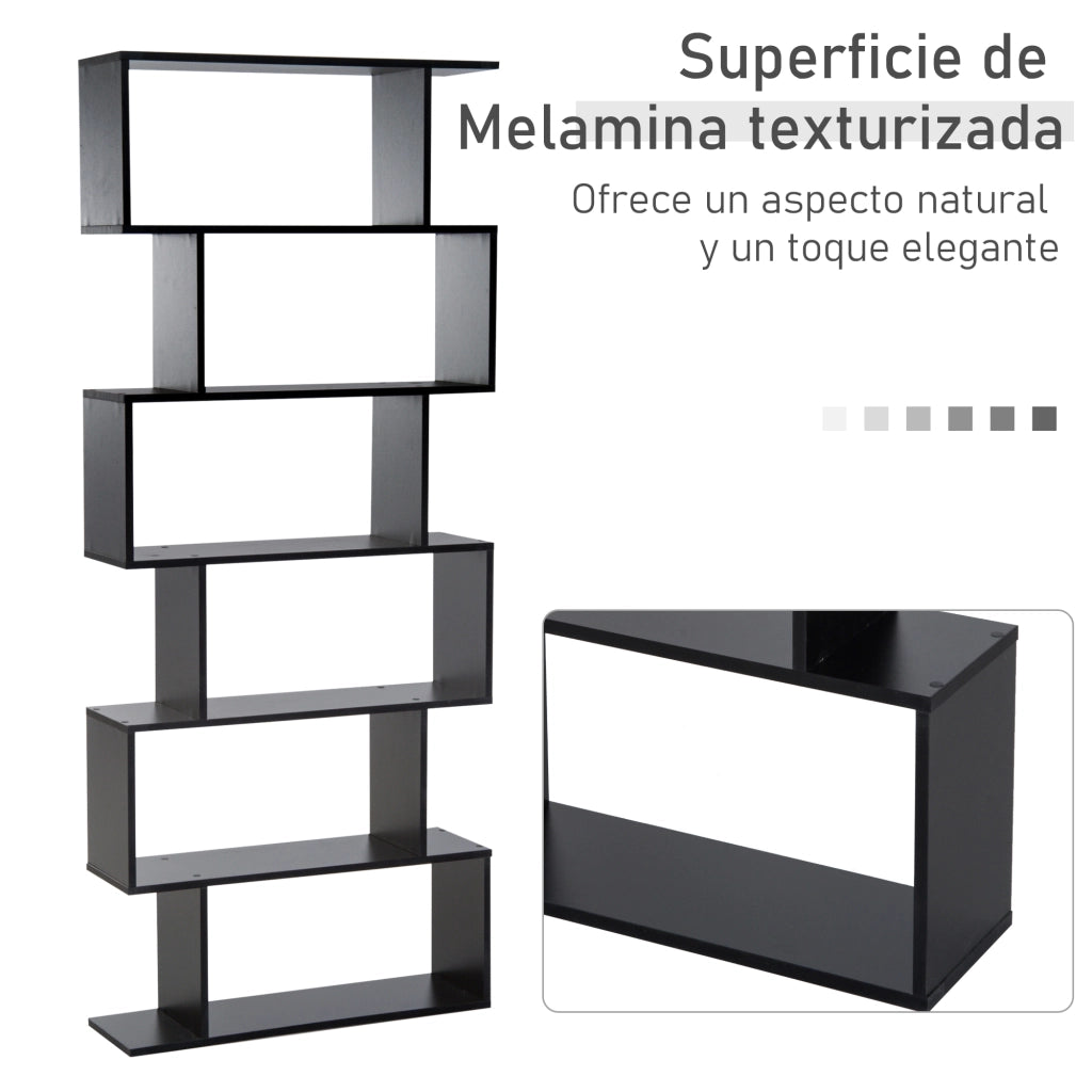 Libreria Moderna con 6 Ripiani ¨C zephmum ¨C Nero 80x23x192 cm