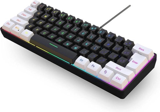 Tastiera da Gioco Compatta con Illuminazione RGB - Tastiera Ergonomica Mini per PC e Laptop
