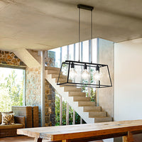 Lampadario Contemporaneo Teca Metallo Nero Vetro 3 Luci E27