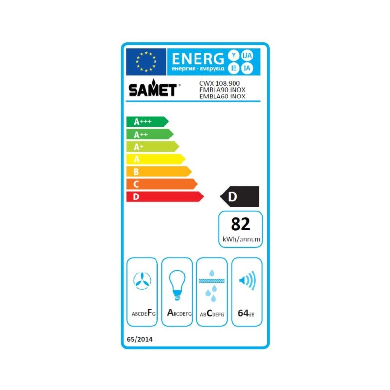 Samet Cappa Embla 9023 da parete 90 cm acciaio inox