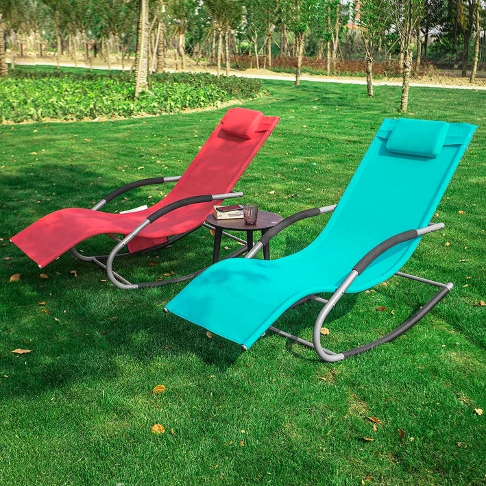SoBuy 2 x Sdraio a dondolo con poggiatesta 63x150x87cm OGS28-HBX2