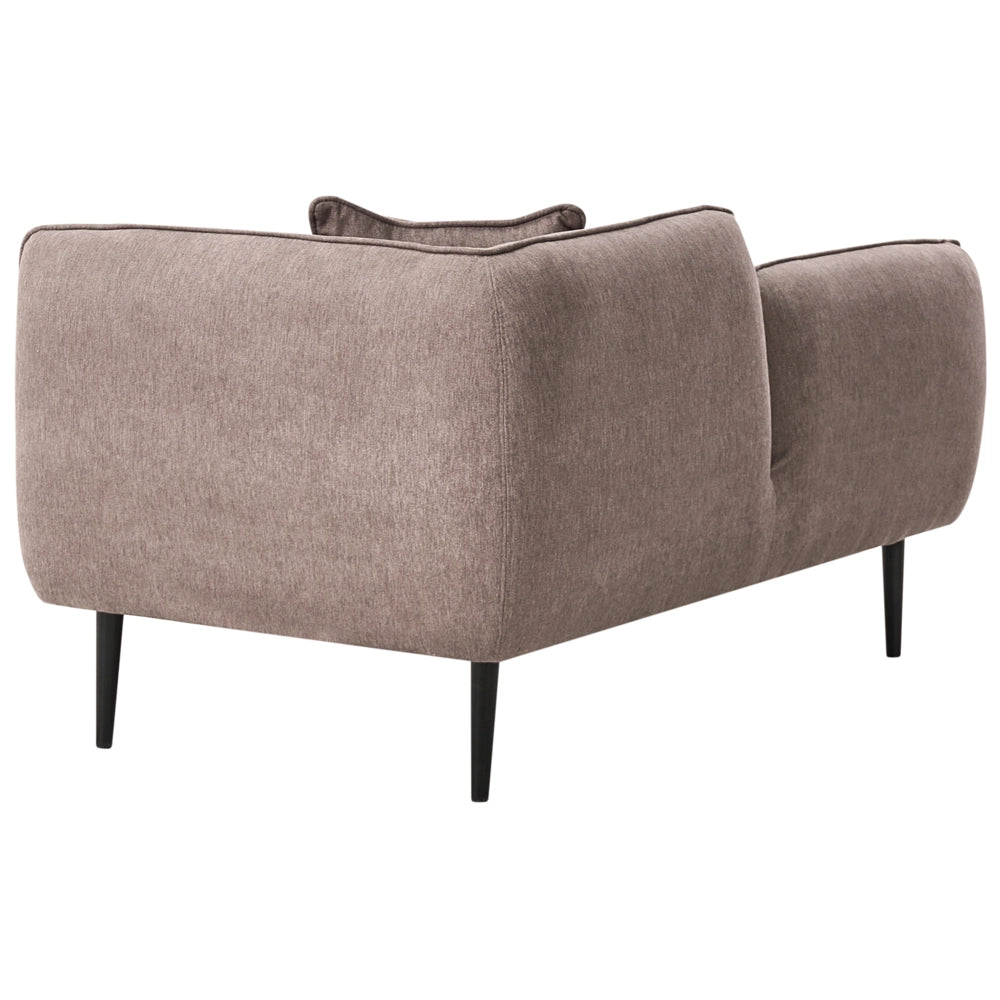 Chaise longue destra in poliestere marrone con cuscino e gambe metallo stile moderno