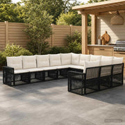 Set Divano da Giardino 11 pz Nero e Bianco Crema polyrattan 3435262