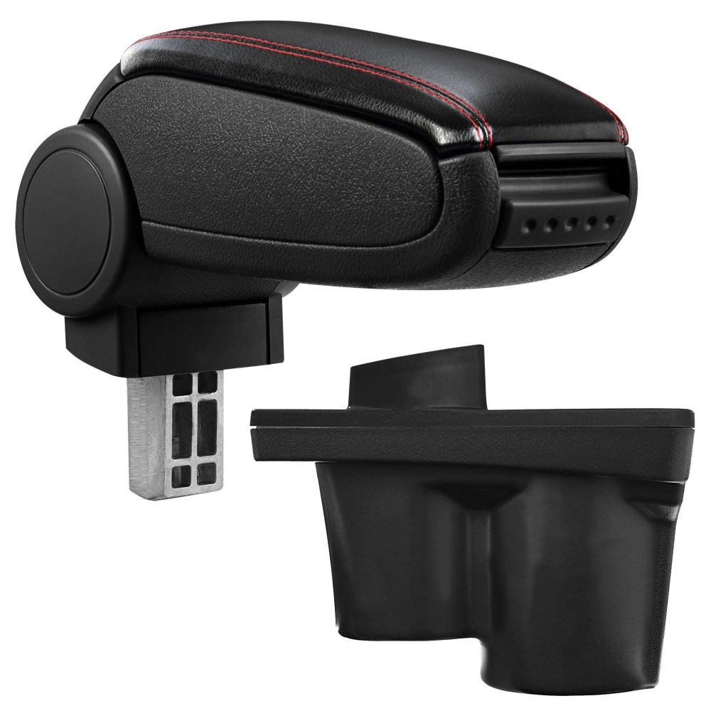 Bracciolo centrale per Opel Adam con vano imbottito in pelle sintetica nera con cuciture rosse 03_0000541