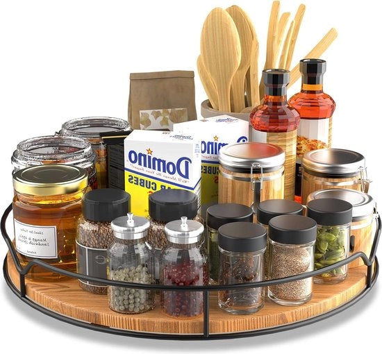 Organizzatore a Rotazione per Legno - Rotaia per Spezie della Cucina - Rotaia Antiscivolo per Spezie - Rotaia Rotante per Archiviazione - Credenza per la Sala da Pranzo Tavolo di Lavoro