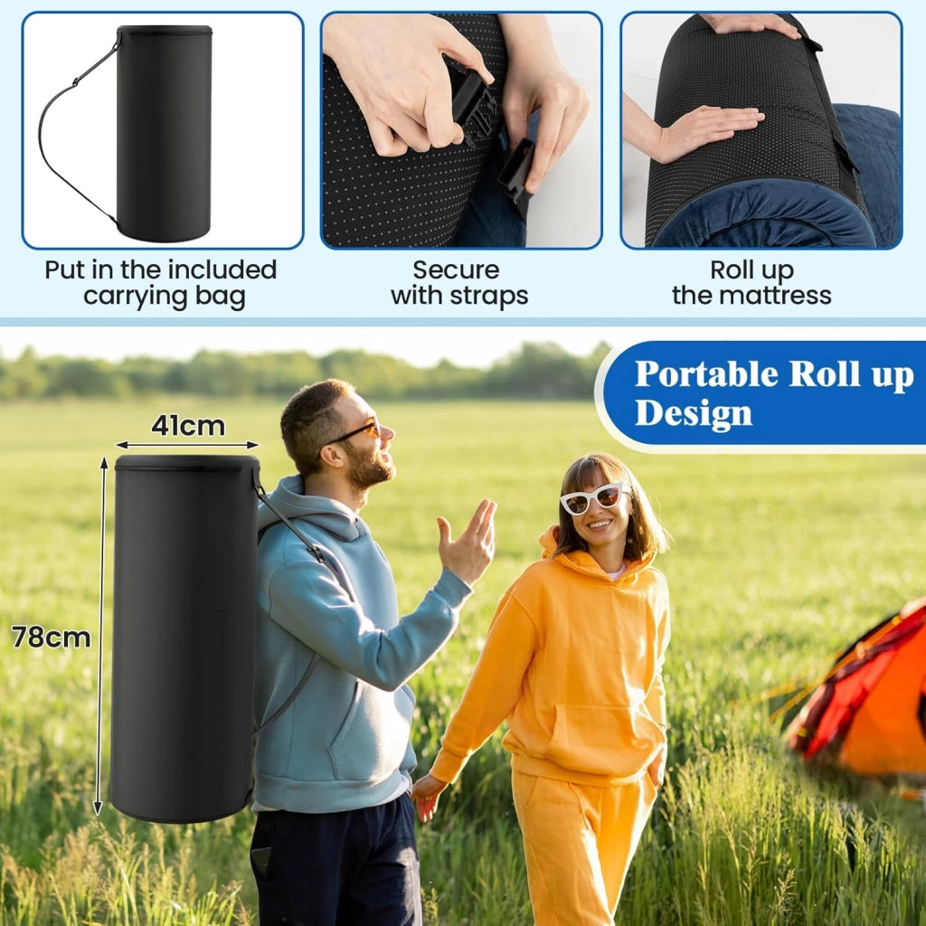 Materasso pieghevole per 1/2 persone, materasso da campeggio portatile in memory foam, morbido e confortevole, superficie impermeabile, per campeggio, auto, viaggi