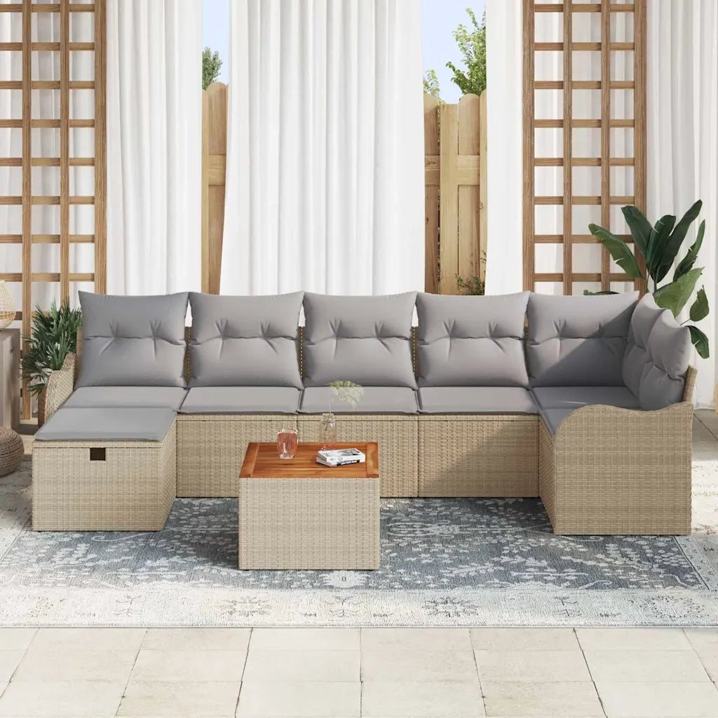 Set Divano da Giardino con cuscino 8 pcs Beige polyrattan 3359490