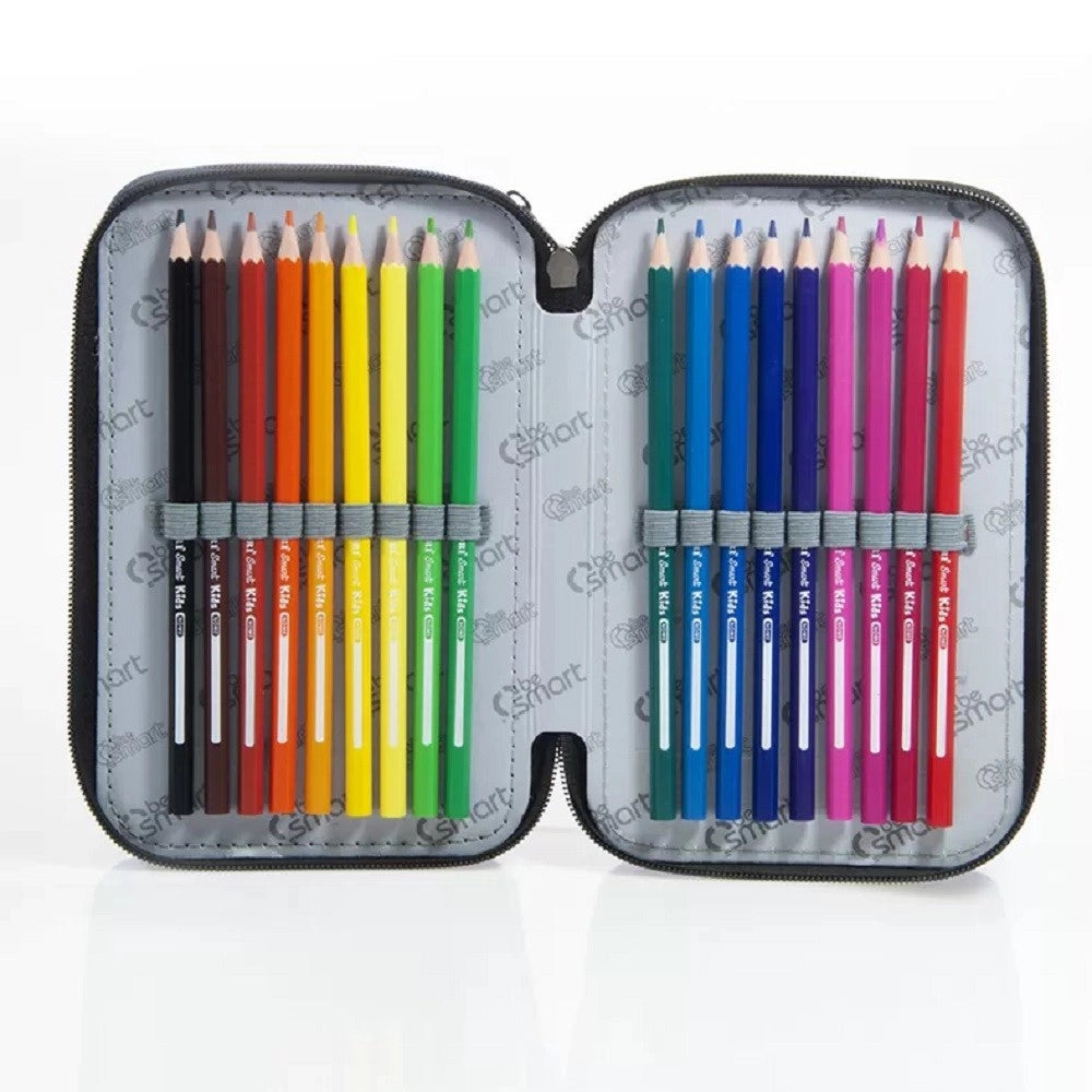 Trade Shop - Astuccio Portapastelli Triplo York Blu Navy Be Smart Portapenne Accessori Scuola -