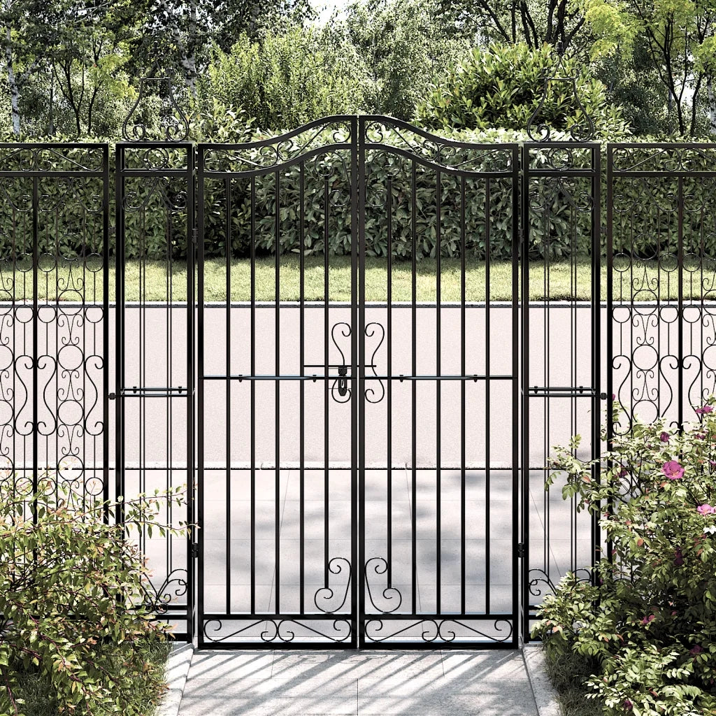 Cancello da Giardino Nero 121x8x150 cm in Ferro Battuto cod mxl 121226