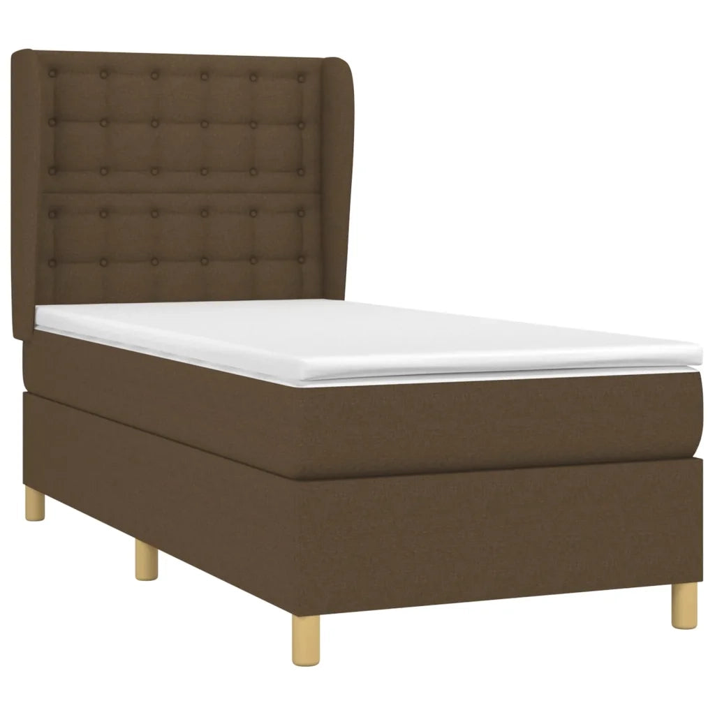 Giroletto a Molle con Materasso Marrone Scuro 100x200cm Tessuto 3128824