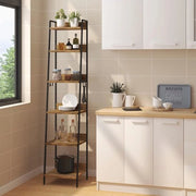 Ladderrek Industriale con 6 Scomparti Aperti e 4 Ganci - Mobile Multifunzionale per Libreria, Cucina e Salotto