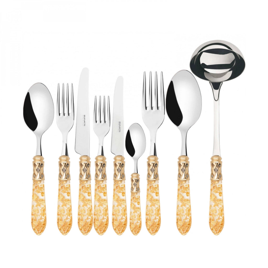 ALADDIN Ghiera Dorata, Posate Set 75 pz, Scatola Legno Wengè,