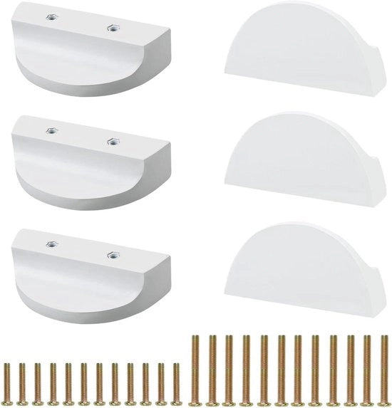 Maniglie di apertura del cassetto in legno di betulla, 6 pezzi - Hardware per cassetto di armadio in legno di betulla con maniglia a doppio foro