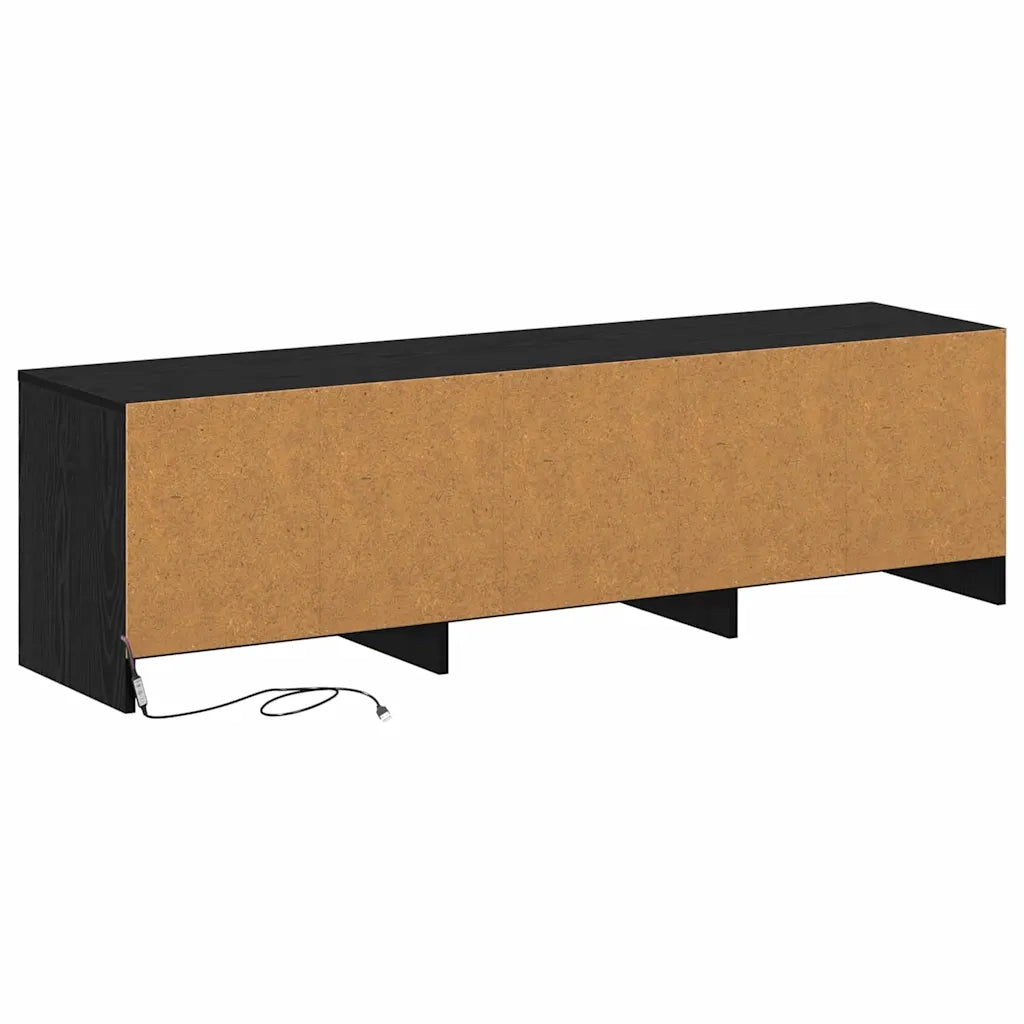 Mobile TV con LED con strisce LED Rovere Nero 140 x 34 x 40 cm