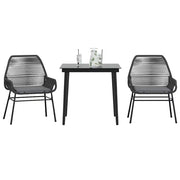 Set da Pranzo da Giardino 3 pz con Cuscini Polyrattan Vetro
