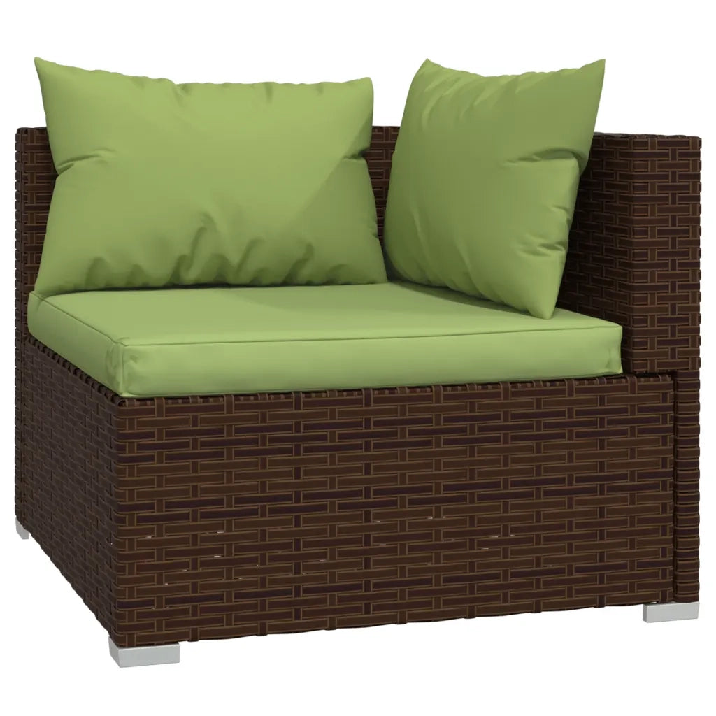 Set Divani da Giardino 7 pz con Cuscini in Polyrattan Marrone 3102236
