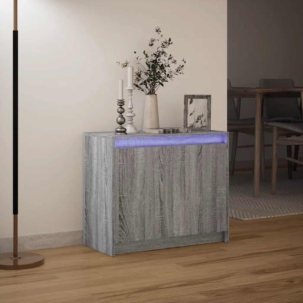Credenza con LED Grigio Sonoma 72x34x61 cm in Legno Multistrato 852178