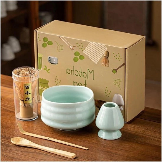 Set di matcha 5 pezzi - Set di matcha - Aspirapolvere e supporto per matcha - Whisk per matcha - Ciotola per matcha - Cucchiaio per matcha - Accessori - Scatola regalo per la cerimonia del tè giapponese (B)