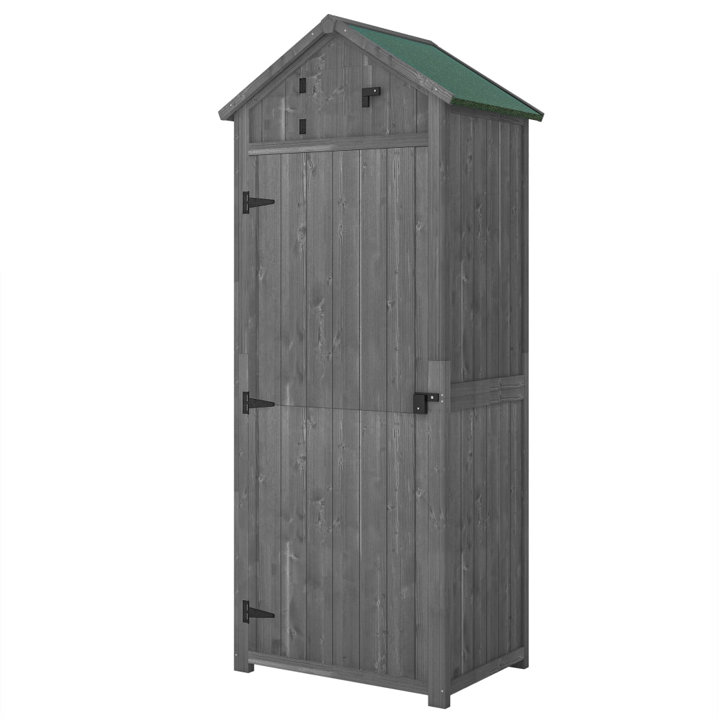 Armadio da giardino in legno con 3 ripiani e 2 porte ¨C zephmum ¨C grigio 77x54x179 cm