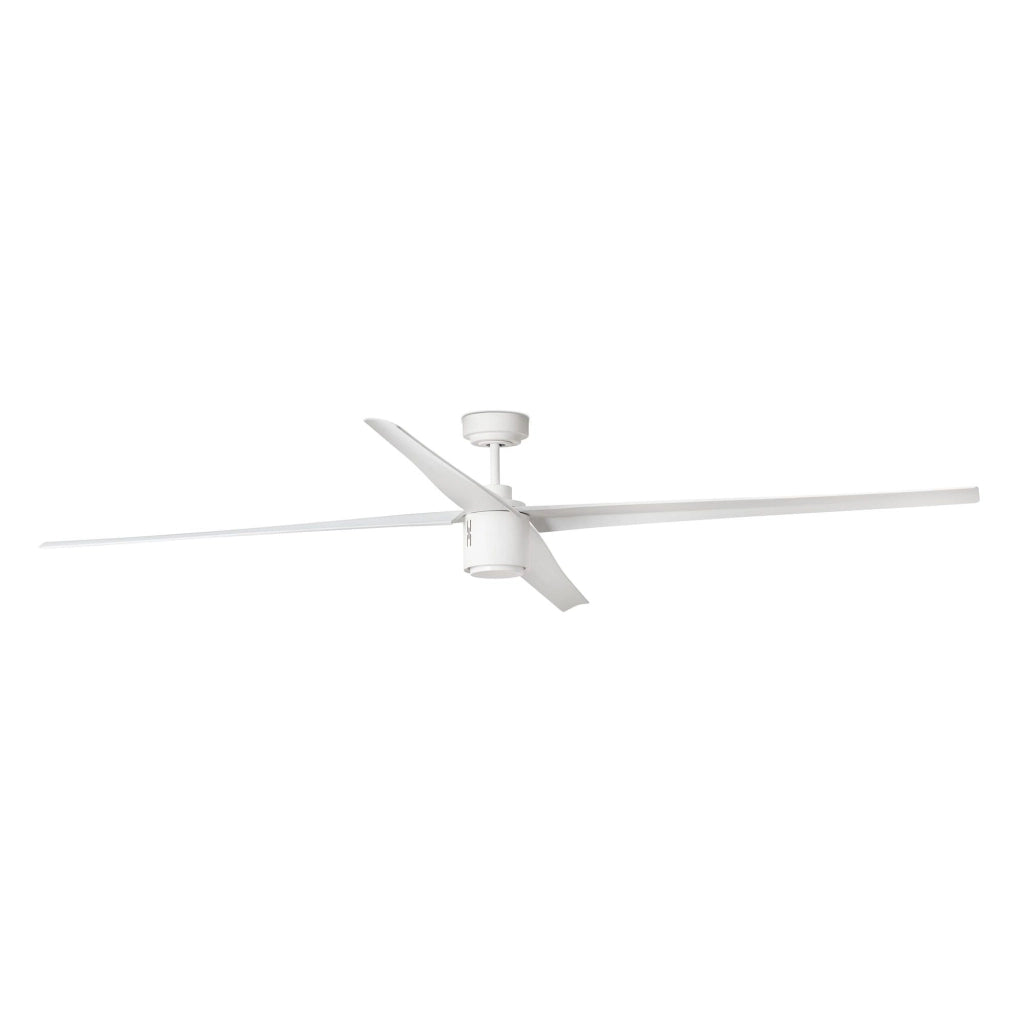 FARO Ventilatore da soffitto con luce motore DC 6 velocita telecomando funzione inversa per soffitti inclinati per ambienti fino a 39 m² Bianco Acciaio FARO-33494