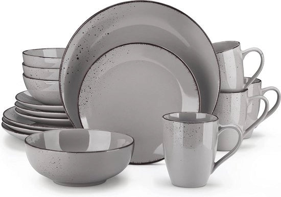 Set da pranzo, ceramica con stile vintage, servizio da tavola rosa, 16 pezzi per 4 persone, comprensivo di piatto da pranzo, piatto da dessert, ciotola per cereali e tazza
