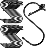 Haken Metallici Universali con Clip di Sicurezza per Cucina e Vestiaro, Set da 20 pezzi, Nero