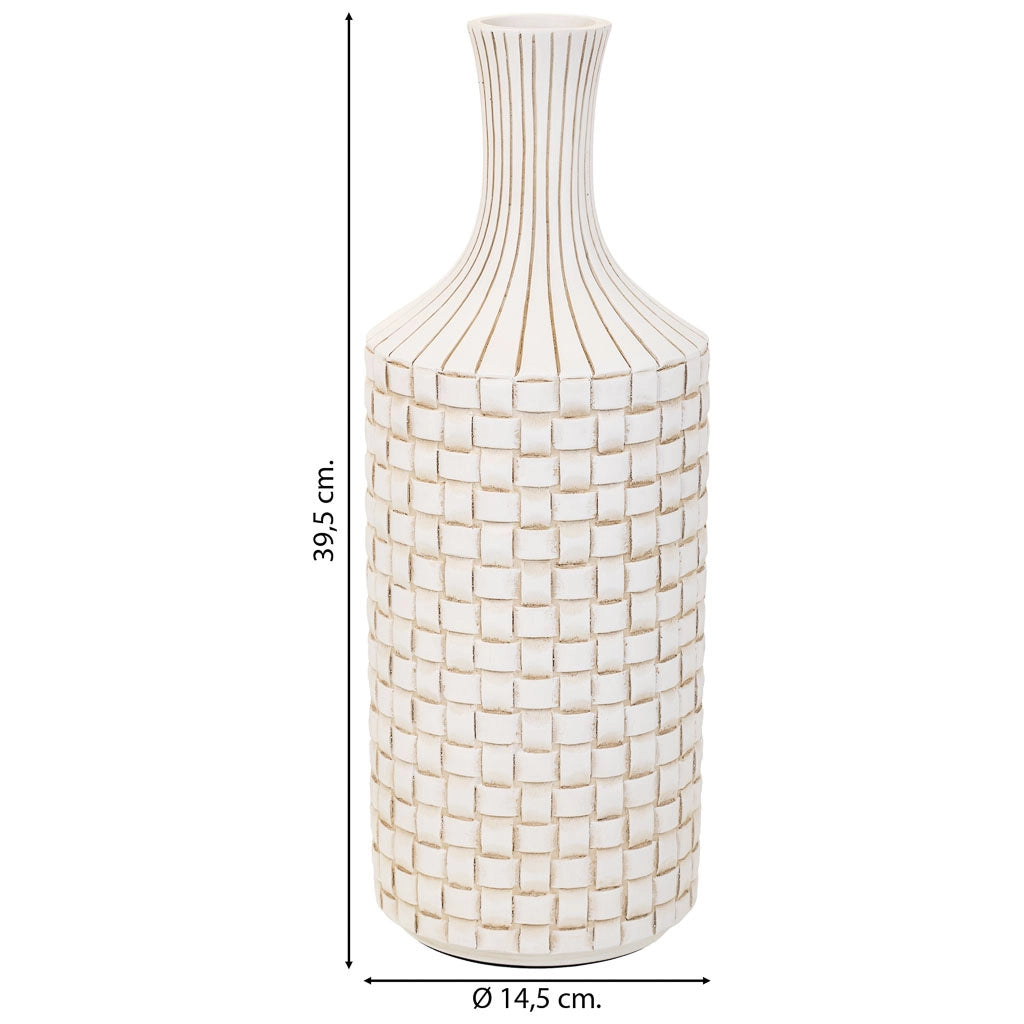 Vaso in poliresina bianco 14,5x14,5x39,5h