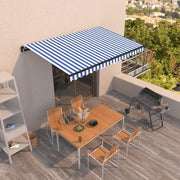Tenda da Sole Retrattile Manuale 450x350 cm Blu e Bianca cod mxl 43659