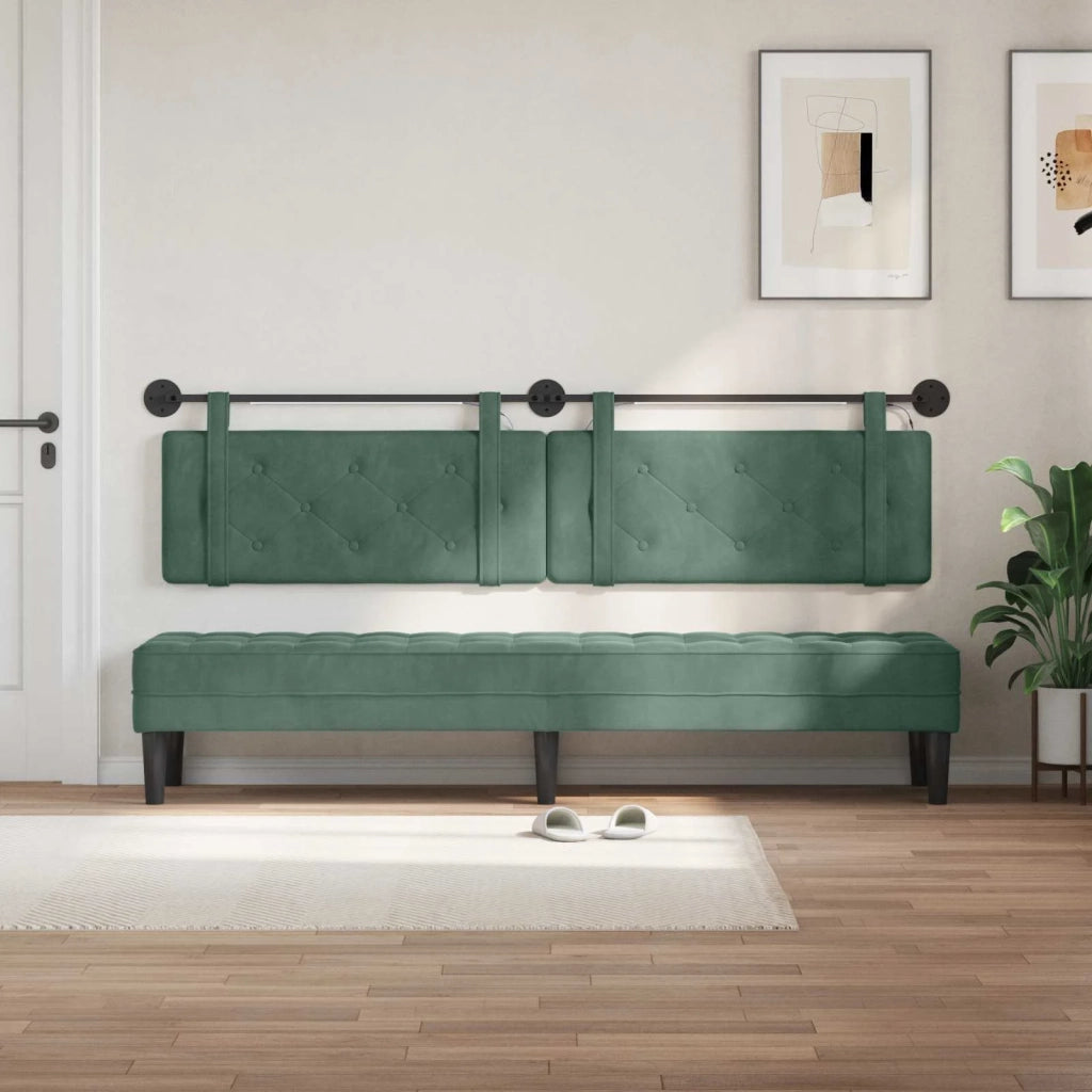 Testiera | Testata sospesa Con luce LED Verde Mare Velluto
