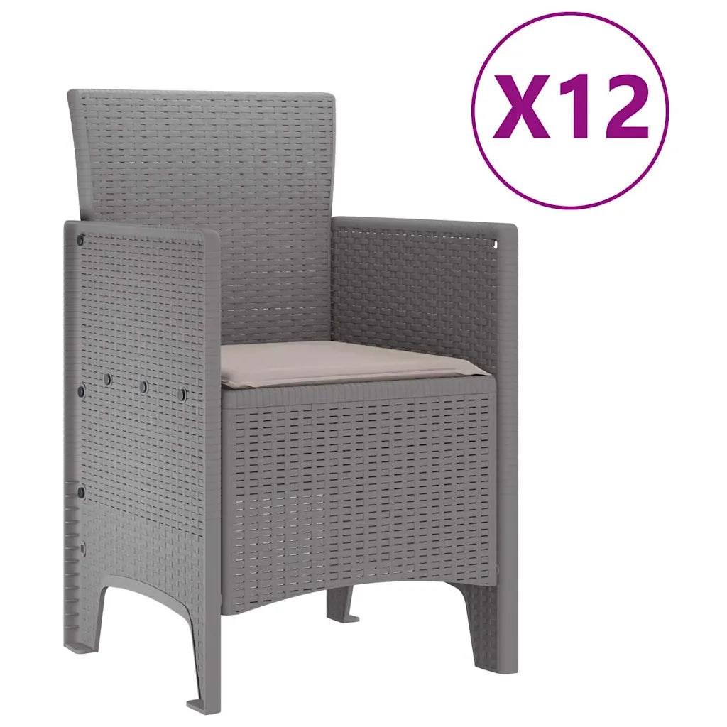Set da Pranzo per Giardino 13 pcs Grigio chiaro Poly Rattan