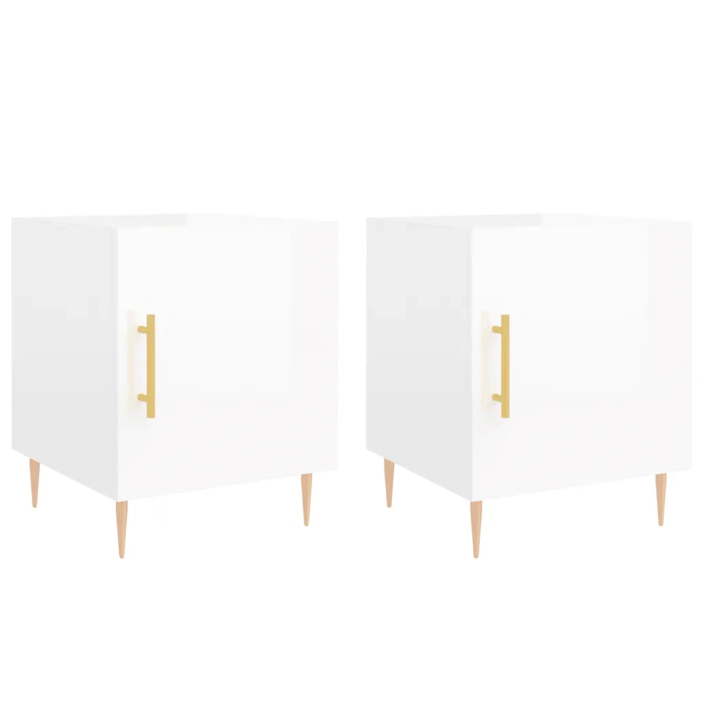 Comodini 2 pz-Set di 2 Tavolino da notte Bianco Lucido 40x40x50 cm in Legno Multistrato 295367