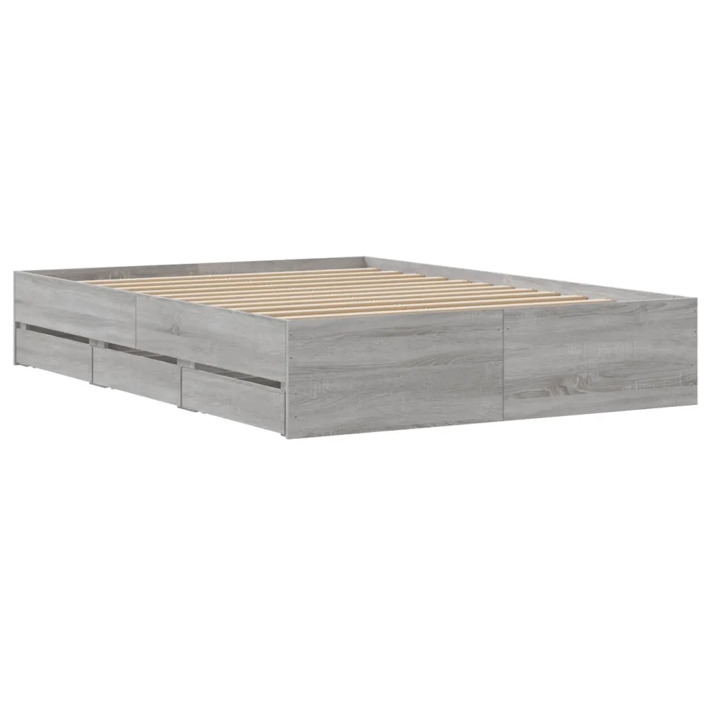 Letto matrimoniale | Letto per adulti | Giroletto Cassetti Grigio Sonoma 120x190 cm Legno Multistrato