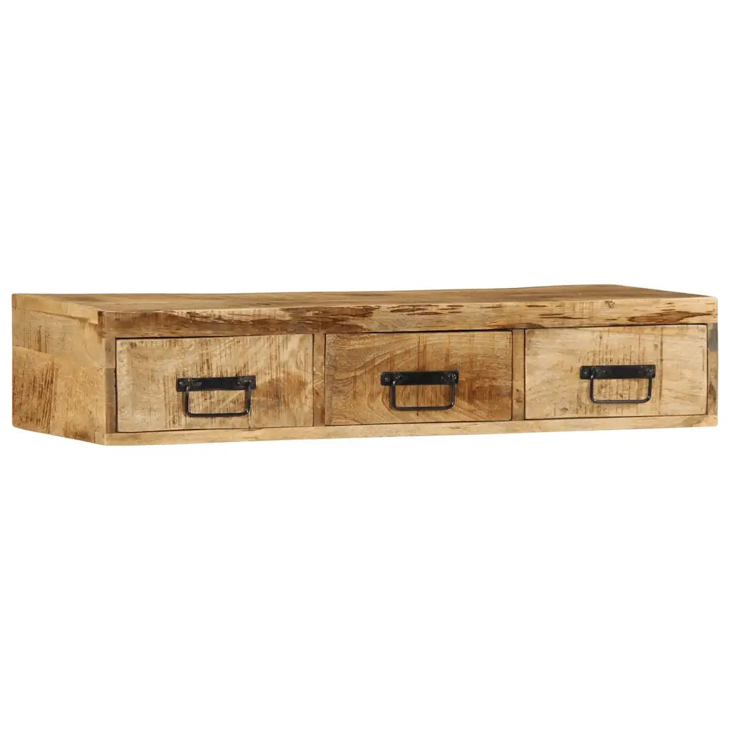 Mobile TV a Parete 100x30x19 cm Legno Grezzo Massello di Mango 4017464