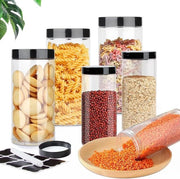 Set di conservazione in plastica per cucina 6 pezzi con coperchio - conservazione cereali, farine, tè e spezie