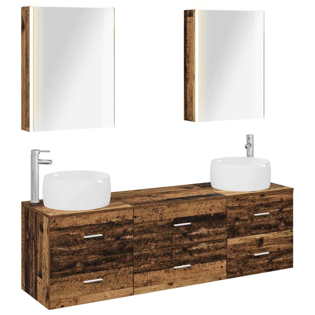 Set di mobili per il bagno 5 pcs Legno antico 3407013