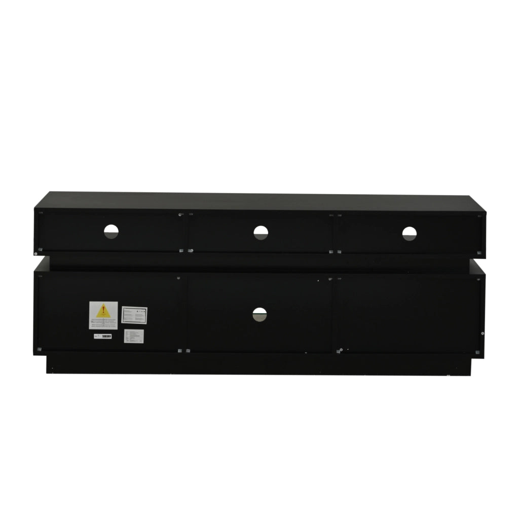 Mobile TV LED con Ripiani in Vetro ¨C MINIMAL ¨C Nero, 160x35x60 cm