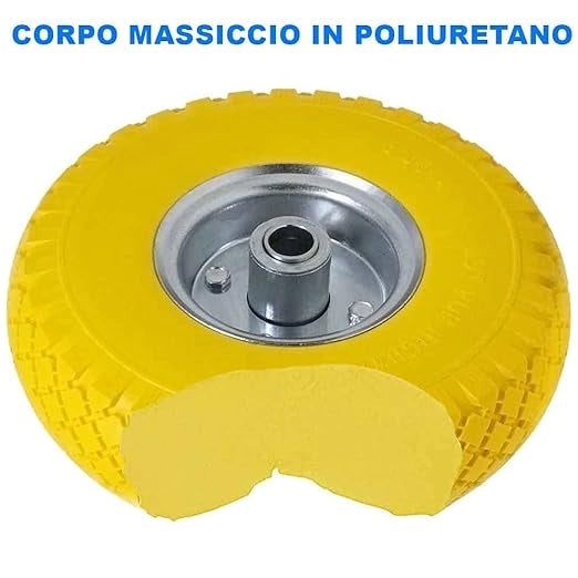 RUOTA IN POLIURETANO PER CARRELLI CON DISCO IN ACCIAIO IDEAL STAR 260x85 mm - portata 120 kg - IDEAL STAR
